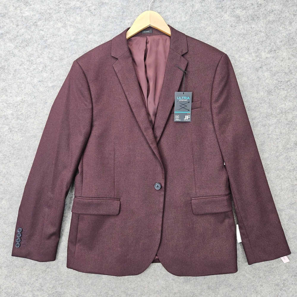 NEW JF J Ferrar Blazer Men's Burgundy Twill 42S Slim Fit Ultra Comfort Stretch